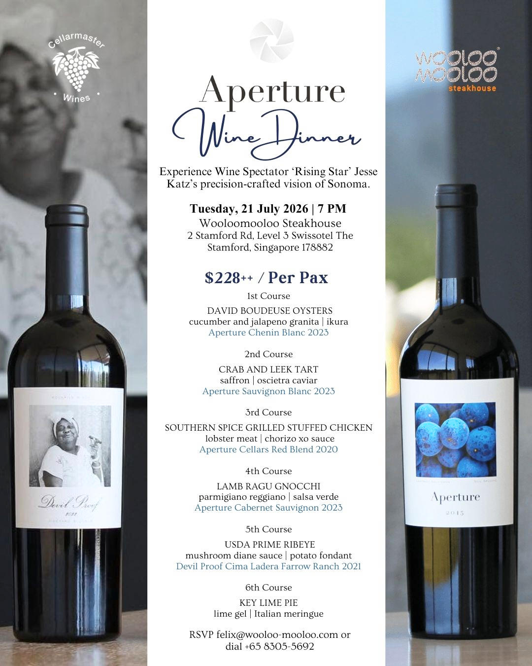 Aperture Cellars x Wooloomooloo Steakhouse Wine Dinner