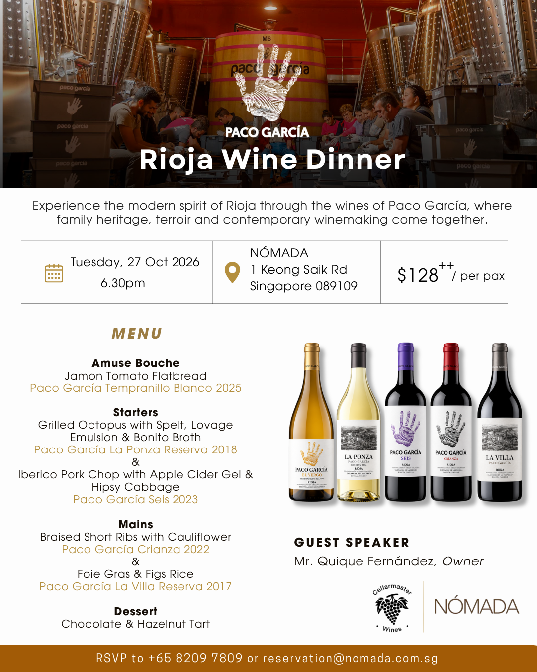 Paco García Wine Dinner at NÓMADA